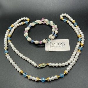 Vintage faux pearl necklace, Richelieu bracelet